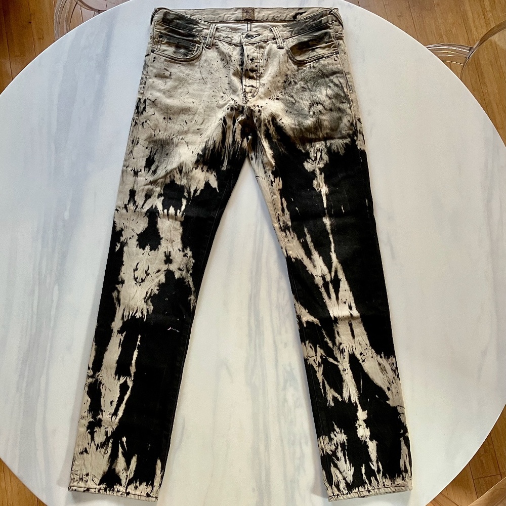 New w/tags PRPS E70P21V Black/Beige Straight Leg Button Fly Jeans 36 x 35